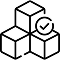 Simple black line icon depicting three cubic blocks stacked together